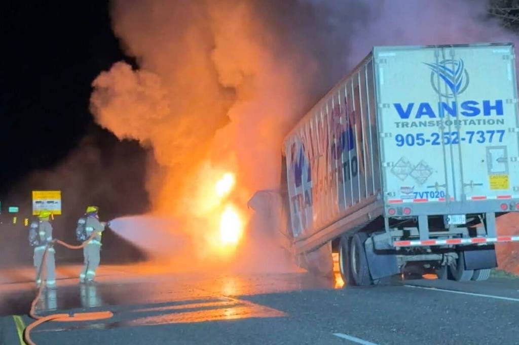 Hope firefighters responded to a fire on Highway 5 at the Othello Road exit on March 15. (Hope Fire Department)